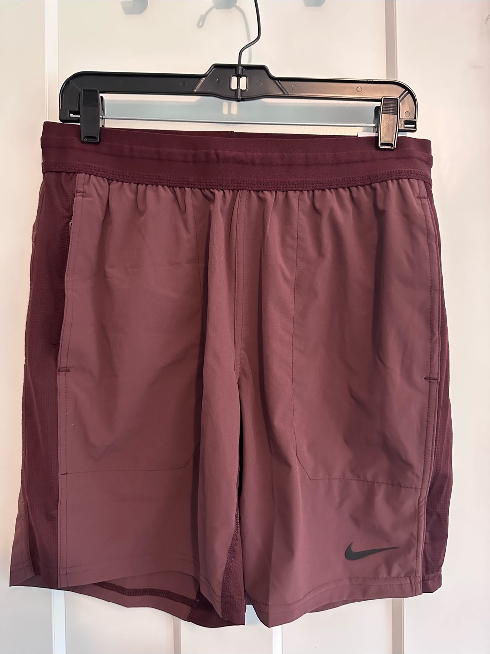 Nike DriFit Women’s Maroon Athletic Shorts with Black Swoosh